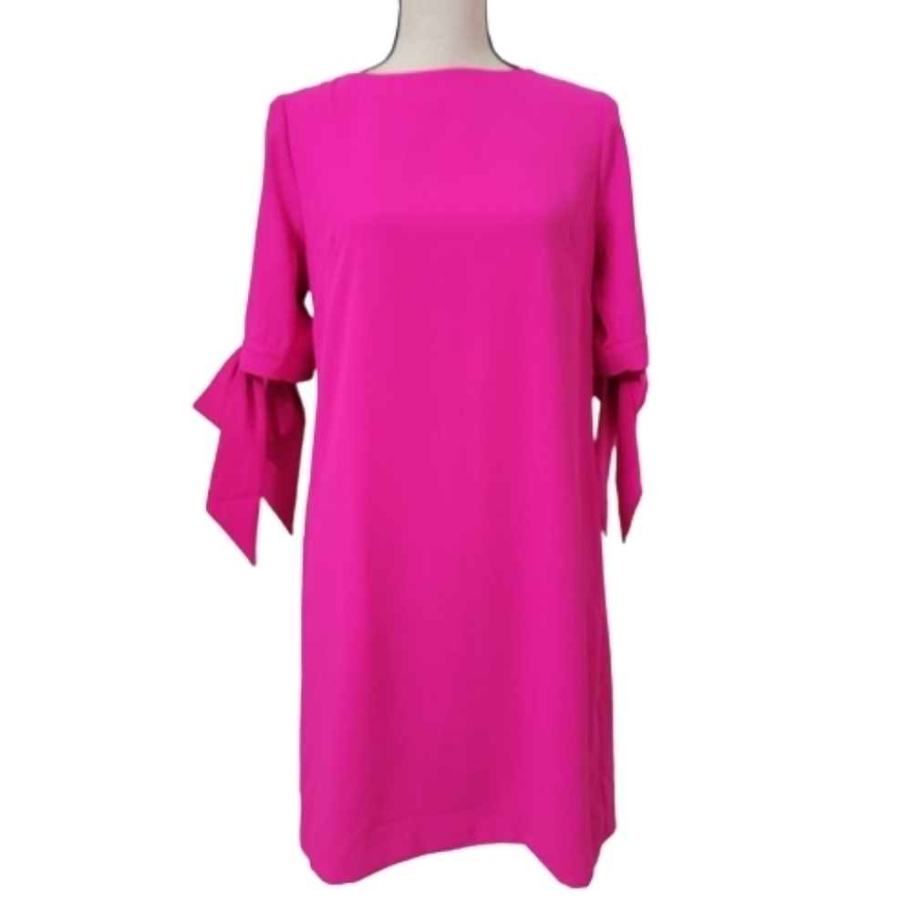 CeCe Size 4 Tie Cuff 3/4 Sleeve Crew Neck Shift Dress, Excellent Used Condition